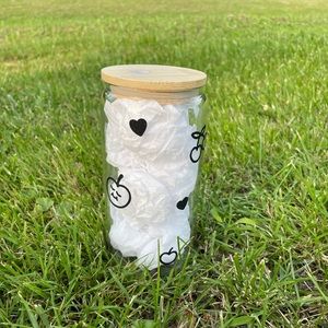 Cherry and Hearts Glass Beer Cup | Glass Tumbler